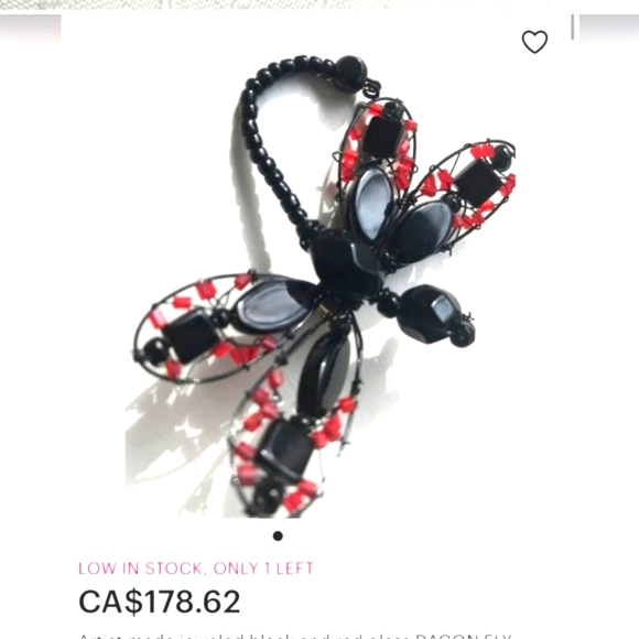 🆕️Vtg Rare Beautiful Dagon Glass Dragonfly Brooch - Picture 3 of 6